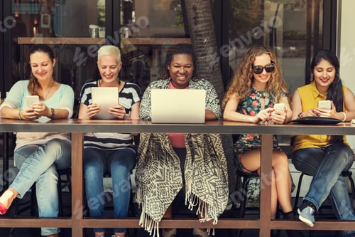 Preview: Women Using Digital Device Concept