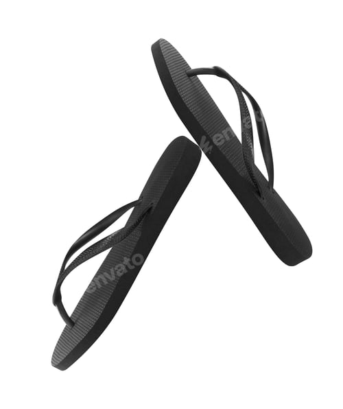 Preview: Pair of Black Flip-Flops on White Background
