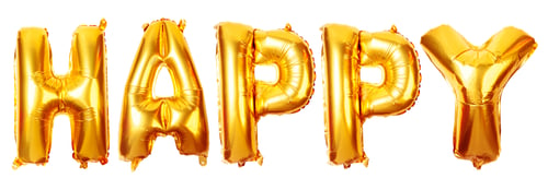 Preview: Gold balloons spell happy for a celebration or event in bright decorations