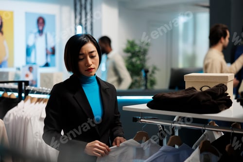 Preview: Woman choosing clothes in boutique