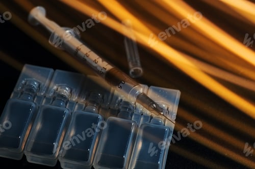 Preview: Syringe and the vial panel of vaccine