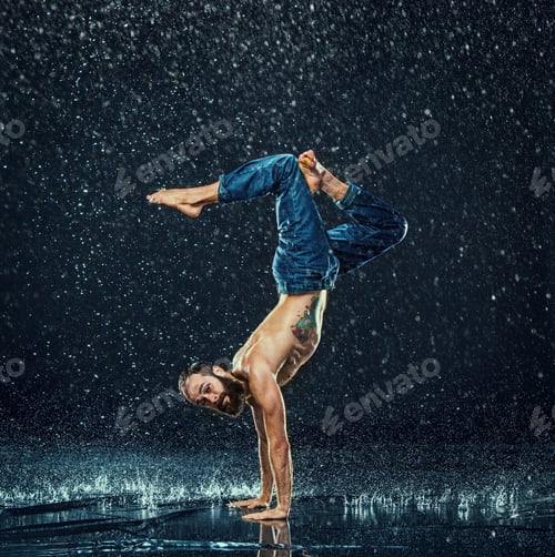 Preview: The male break dancer in water.