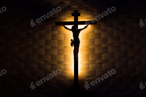 Preview: Crucifix of the Catholic Christian faith in silhouette