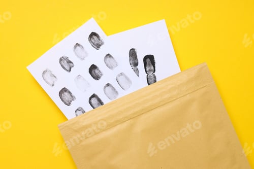 Preview: An envelope with fingerprints on a yellow background