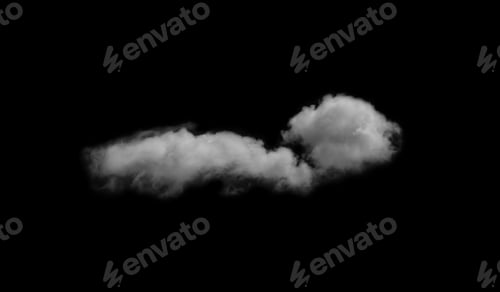 Preview: Cloud isolated or smoke on black background. White sky and cloudy in summer.
