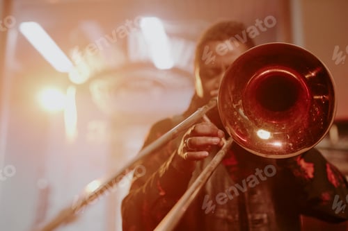 Preview: Unrecognizable Black Man Playing Trombone