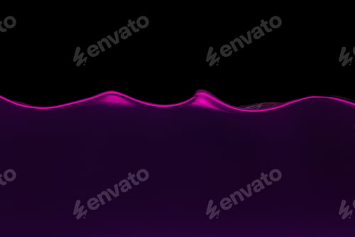 Preview: Waving water in aquarium in neon light against black background