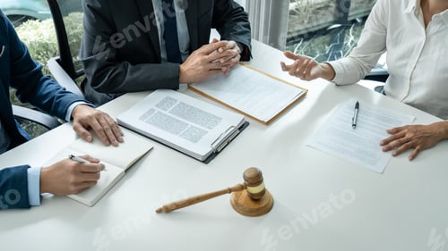 Preview: Businesspeople and Male lawyer consult and conference having team meeting with the client