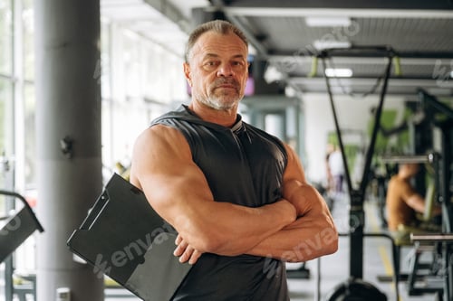 Preview: Senior man is in the gym