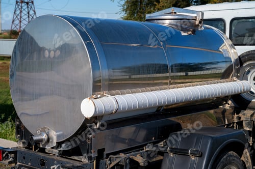 Preview: Modern milk tanker truck on a farm