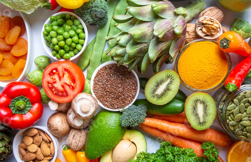 Preview: Healthy diet vegetables background. Clean and detox eating.