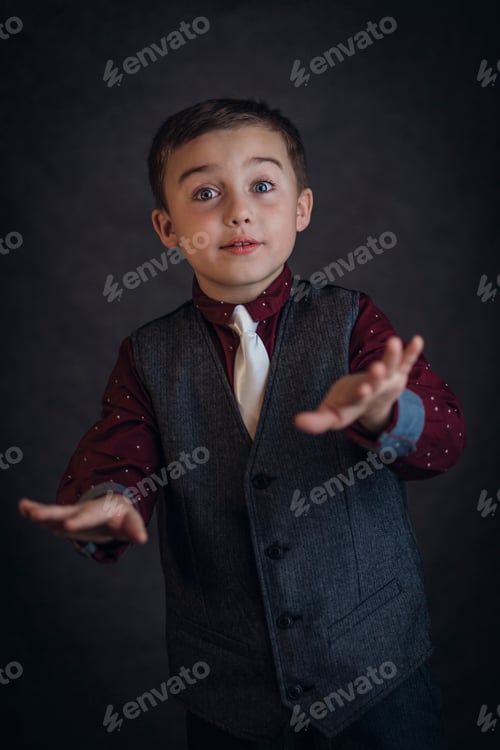 Preview: Portrait of a young boy being silly, acting