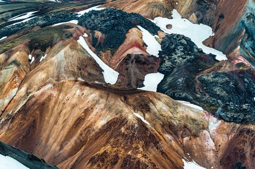 Preview: Landscape of volcanic mountain on geothermal in Icelandic Highlands on summer at Landmannalaugar