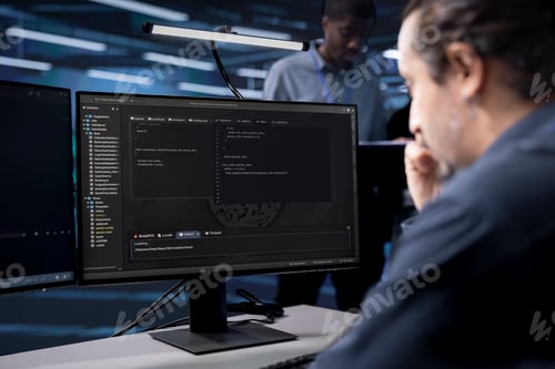 Preview: Programmer coding, ensuring data center equipment operates efficiently