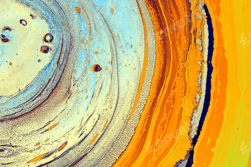 Preview: Closeup shot of a colorful circular painting done with the water marble technique