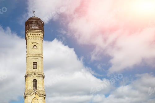Preview: Historic fire watch tower buildings in Grodno Belarus during sun day with beautiful clouds