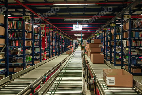 Preview: logistics warehouse - package transport line - box transport