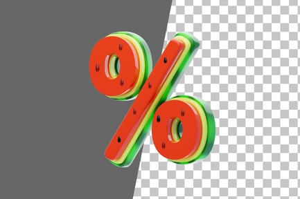 Preview: Watermelon Percent Sign 3D Icon