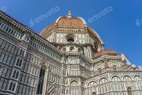 Preview: Low angle shot of the Cathedral of Santa Maria del Fiore in Florence Italy
