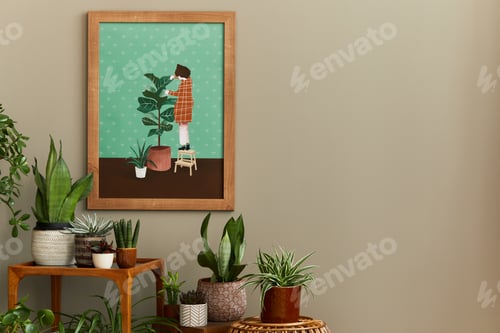 Preview: Stylish botany composition of home garden interior
