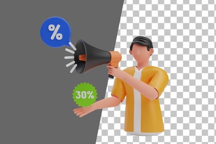 Preview: Discount Announcement 3D Illustration