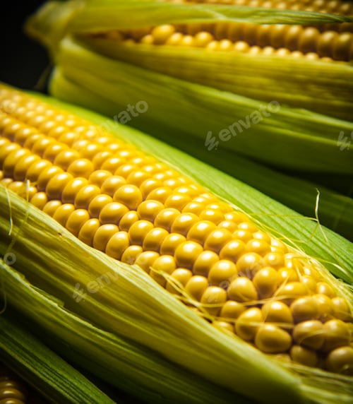 Preview: Fresh corn on wooden table.