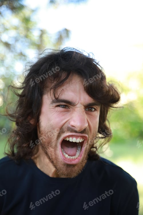 Preview: Angry Man Snorts Furiously In Nature Outside