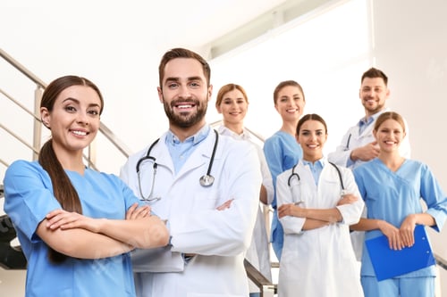 Preview: Group of medical doctors at clinic. Unity concept