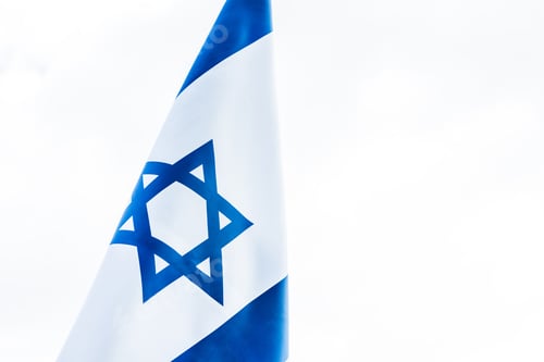 Preview: national flag of israel with star of david isolated on white