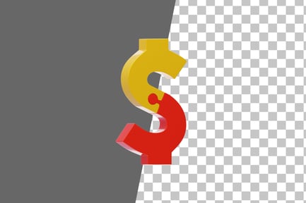 Preview: Puzzle Dollar Symbol 3D Icon