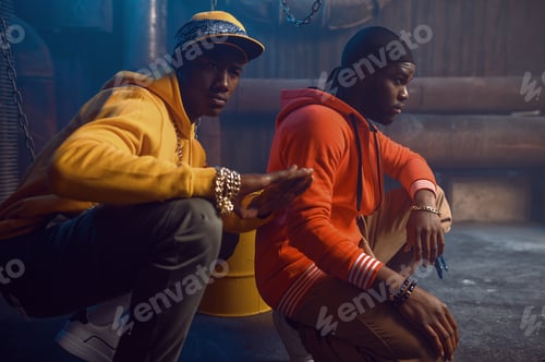 Preview: Two stylish rappers poses in studio