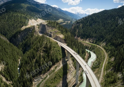 Preview: Scenic Road in Canadian Mountain Landscape. Aerial View. Nature Background