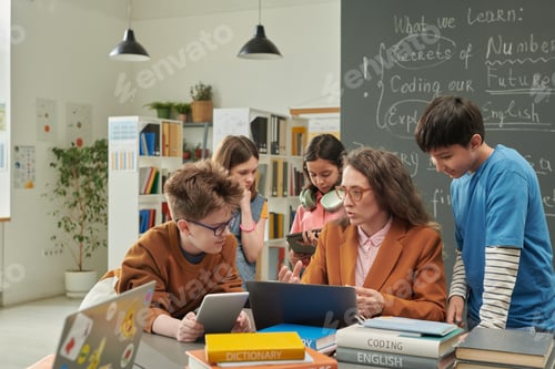 Preview: Group of Children Talking to Teacher