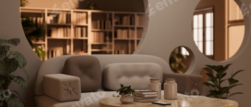 Preview: Modern stylish and comfortable home living room interior design with comfortable couch
