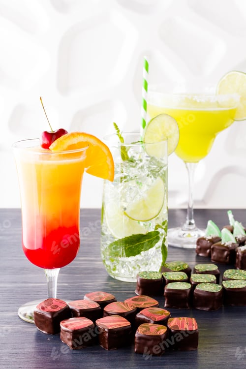 Preview: Colorful Drinks and Candies in a Studio Setting