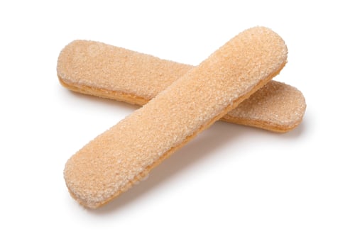 Preview: Pair of fresh traditional ladyfingers close up on white background