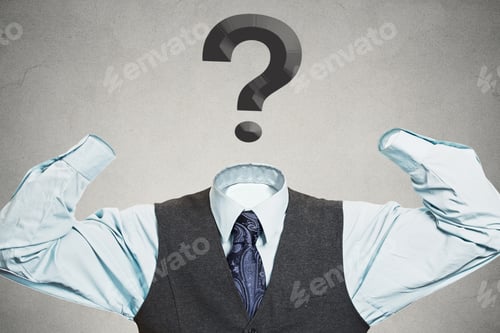Preview: Desperate Businessman With Question Mark Instead Of Head Has No Hands Tools To Solve Multiple