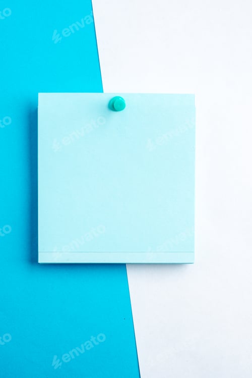 Preview: top view blue sticker on white-blue background color people mood photo reminder school college