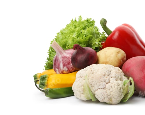Preview: Different fresh ripe vegetables isolated on white