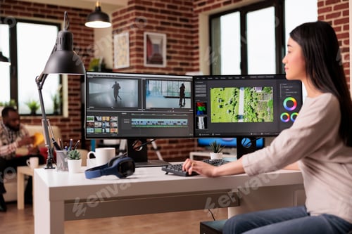 Preview: Content creator working with video editing software