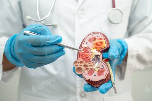 Preview: Kidney disease, Chronic kidney disease ckd, Doctor hold model to study and treat in hospital.
