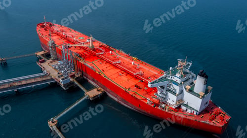 Preview: Aerial view oil tanker ship oil depot terminal storage petroleum petrochemical refinery product.