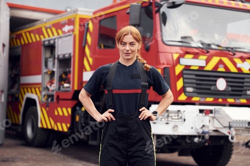 Preview: Woman firefighter in uniform is at work in department