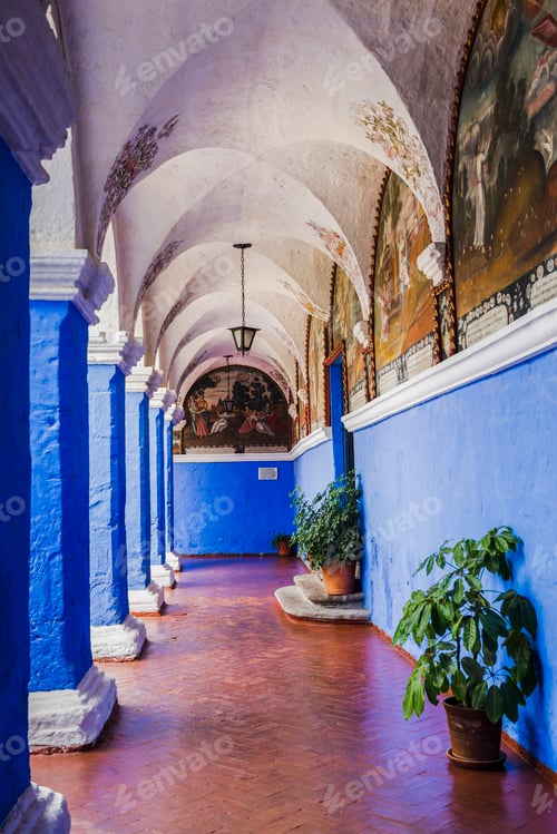 Preview: Blue cloisters, Santa Catalina Monastery (Convento de Santa Catalina), Arequipa, Peru, South America