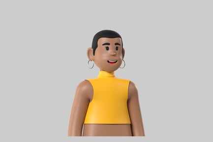 Preview: Cartoon woman, yellow sleeveless top