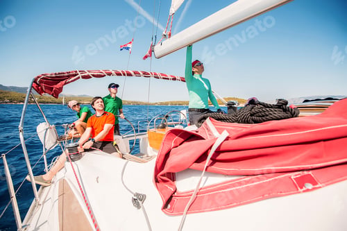 Preview: Group of friends sailing yacht, Koralat, Zagrebacka, Croatia
