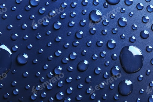 Preview: Water drops on dark background, top view