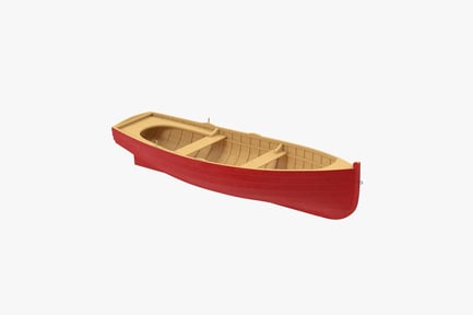 Preview: Classic Red Wooden Rowboat