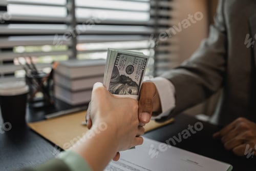 Preview: lawyer and client shake hands after receiving bribes for illegal deals