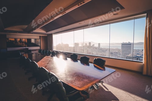 Preview: Interior shot of meeting room in a business building with a beautiful view of downtown SF